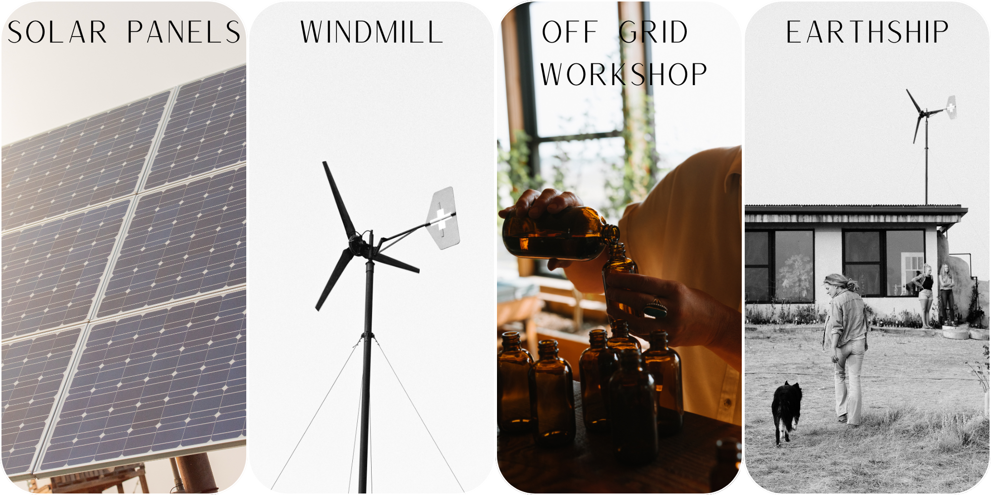 Off-grid workshop powered by sun and wind where all Queen of the Meadow products are made. Click image for more information.
